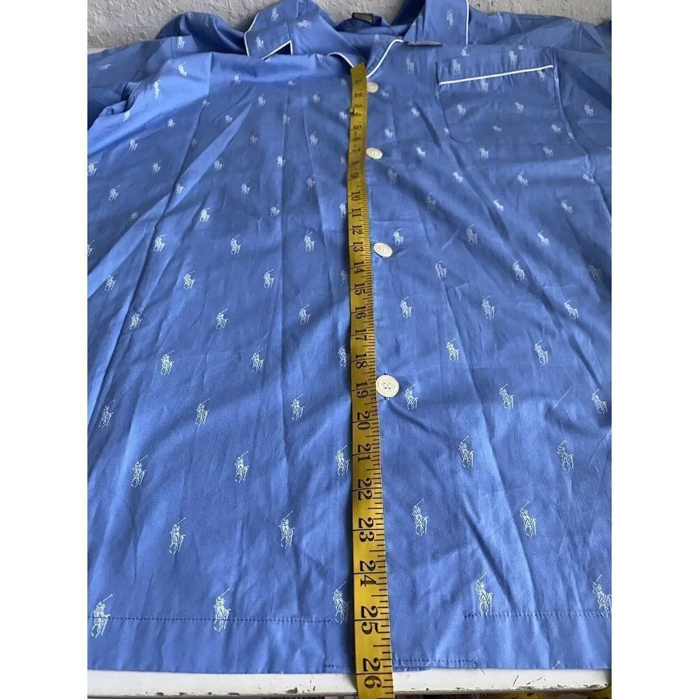 Men's Sz 1XT Tall Polo Ralph Lauren Sleep Night Shirt‎ PJ Logo Collared Blue NEW